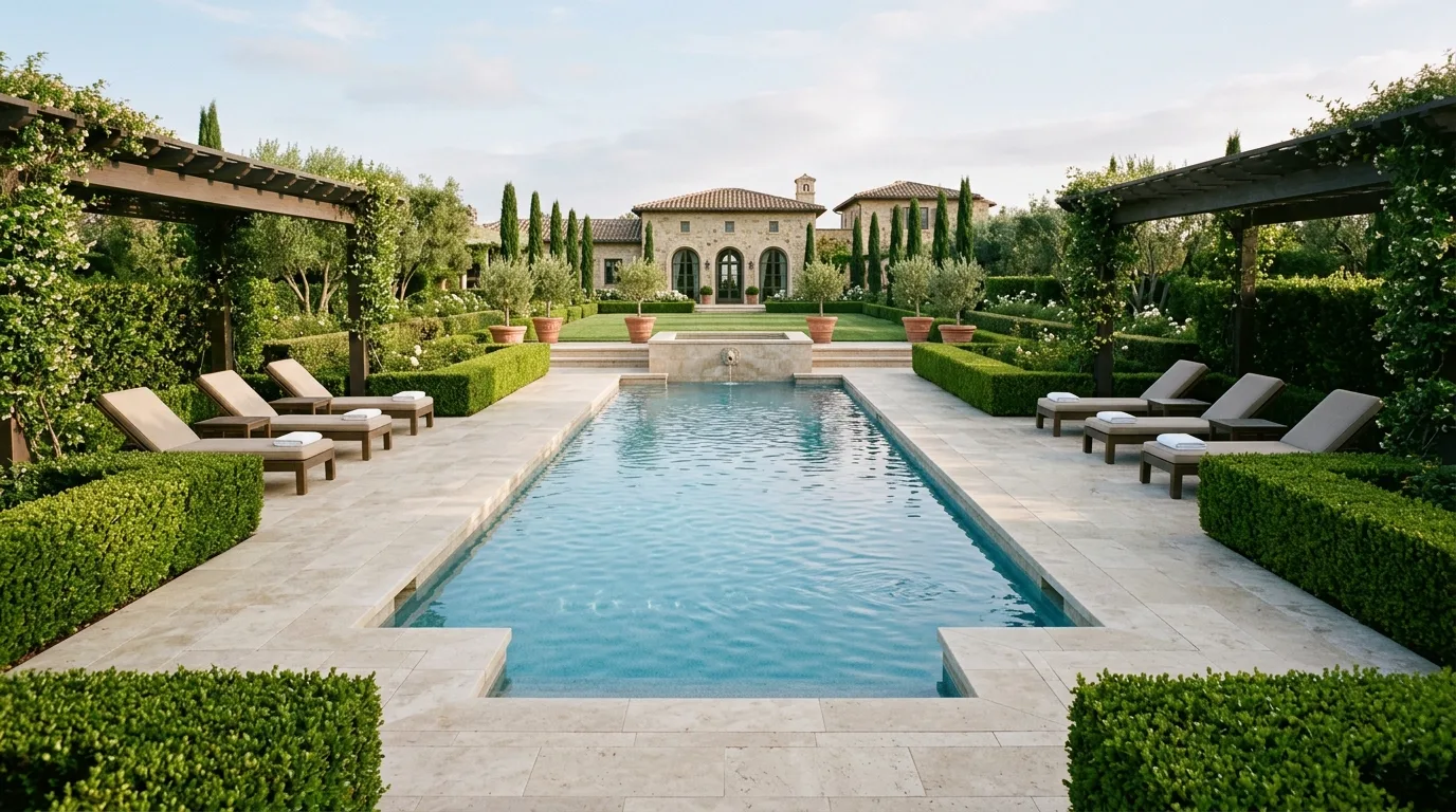 Poolside Seating Under Shade